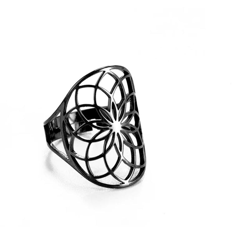 Flower of Life Ring Stainless Steel Jewelry Sacred Geometry Rings 