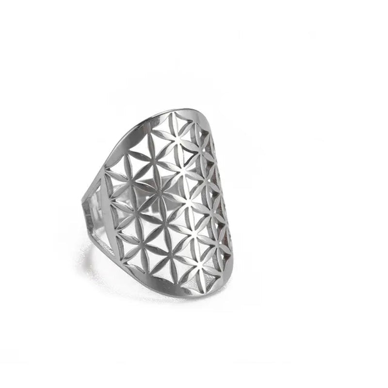 Flower of Life Ring Stainless Steel Jewelry Sacred Geometry Rings 