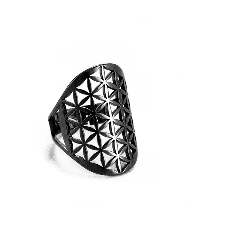 Flower of Life Ring Stainless Steel Jewelry Sacred Geometry Rings 