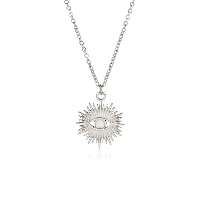 Turkish Evil Eye Pendant Necklace Stainless Steel Gold Color 