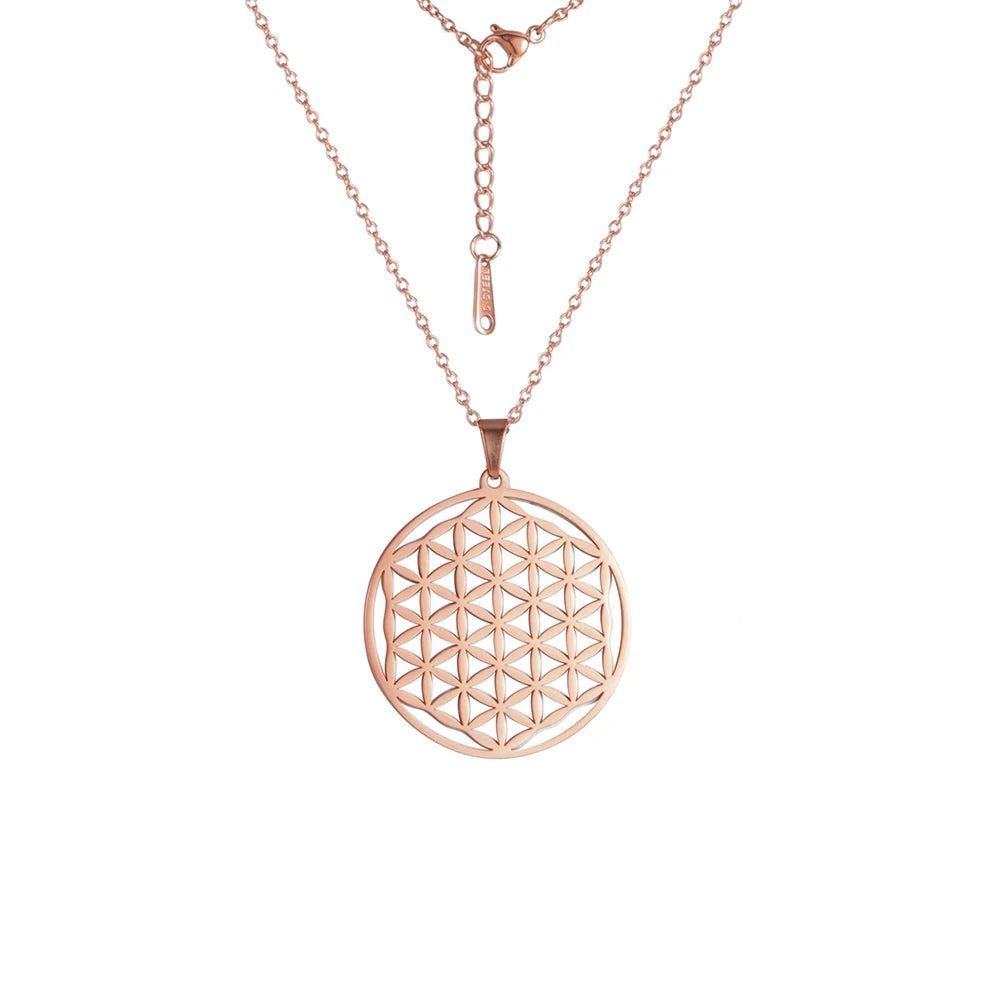 Flower of Life Sacred Geometry Stainless Steel Necklace