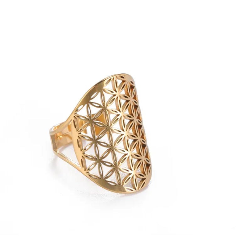 Flower of Life Ring Stainless Steel Jewelry Sacred Geometry Rings 