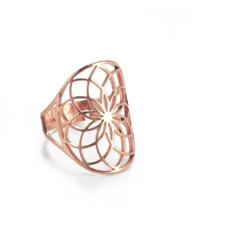 Flower of Life Ring Stainless Steel Jewelry Sacred Geometry Rings 