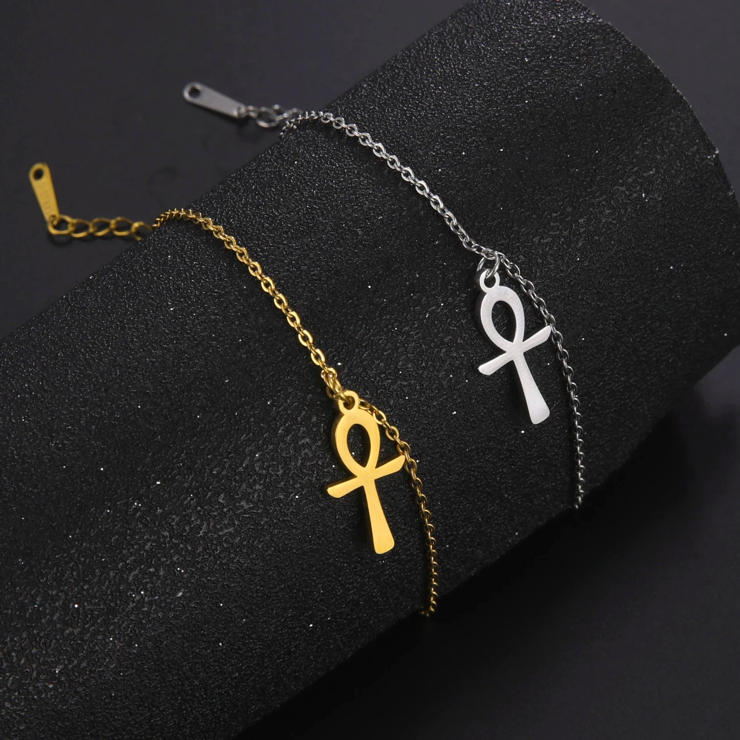 New Egypt Ankh Cross Anklet Stainless Steel Egyptian Pendant Leg Foot Ankle Bracelet Beach Jewelry Gift for Women