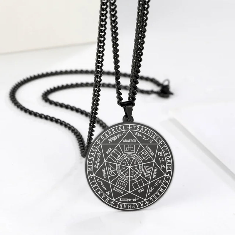 Seal of Solomon Seven Archangel Necklace Men Women Stainless Steel Jewelry 