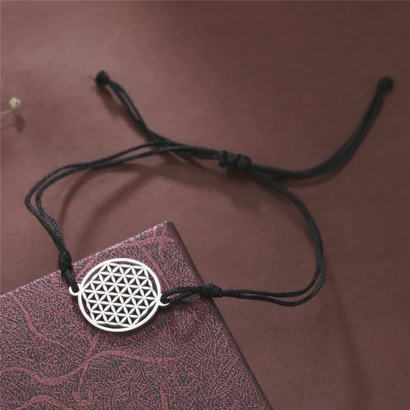 Flower of Life Bracelet Stainless Steel Sacred Geometry Mandala Box Chain Bracelets Bangle Pulseira Jewelry Gifts for Women Men