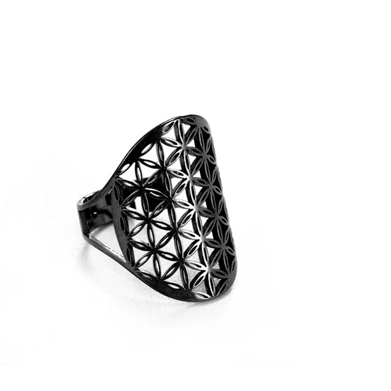 Flower of Life Ring Stainless Steel Jewelry Sacred Geometry Rings 