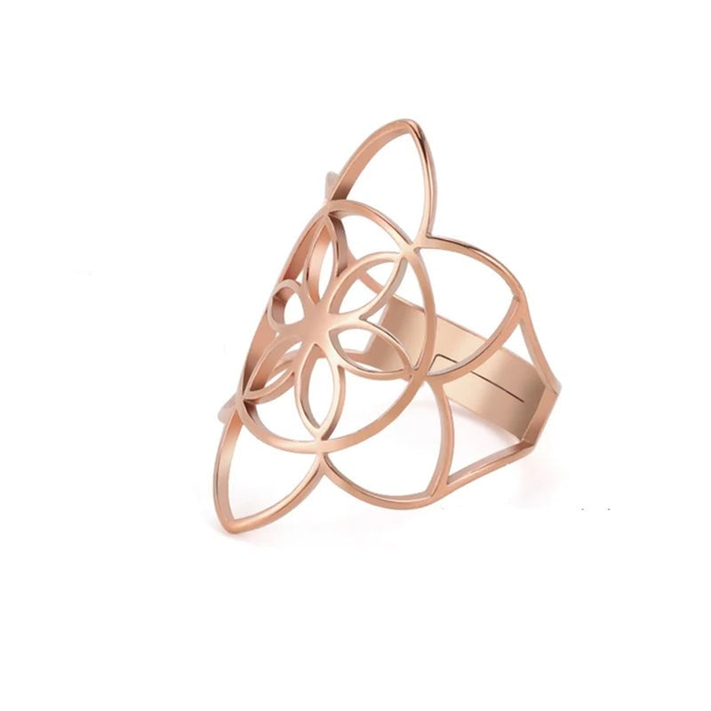 Flower of Life Ring Stainless Steel Jewelry Sacred Geometry Rings 