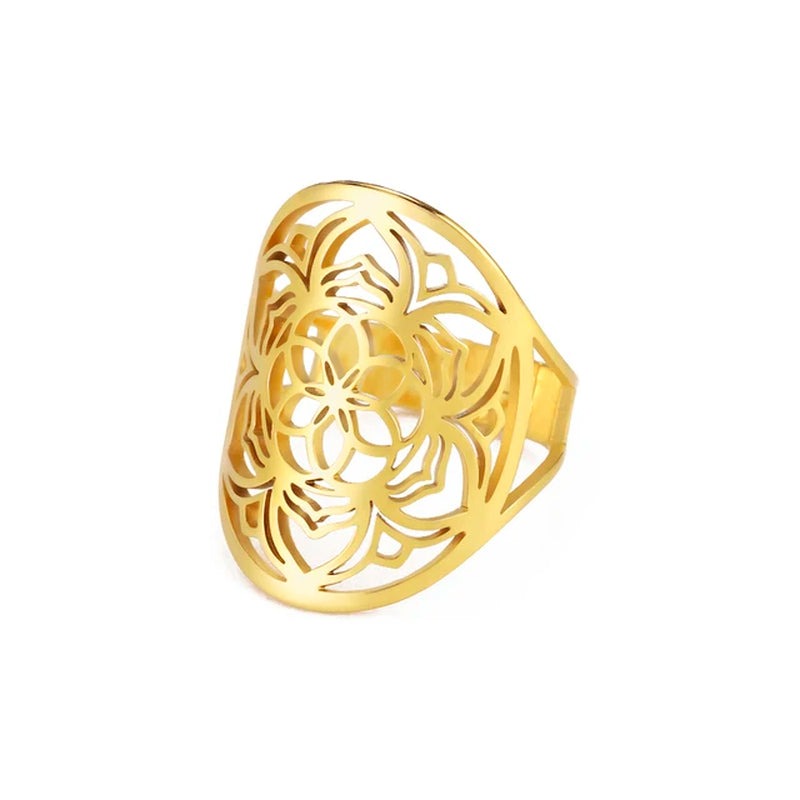 Flower of Life Ring Stainless Steel Jewelry Sacred Geometry Rings 