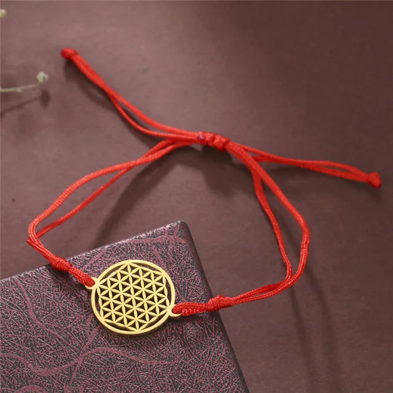 Flower of Life Bracelet Stainless Steel Sacred Geometry Mandala Box Chain Bracelets Bangle Pulseira Jewelry Gifts for Women Men