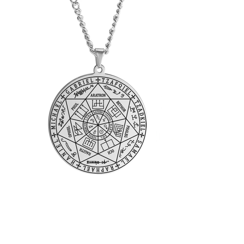 Seal of Solomon Seven Archangel Necklace Men Women Stainless Steel Jewelry 