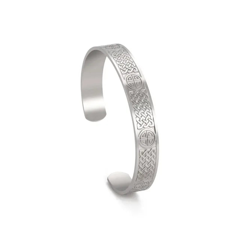 Triquetra Cuff Bangle for Women Men Stainless Steel Bracelet Jewelry Good Luck Protection Celtics Irish Knots 