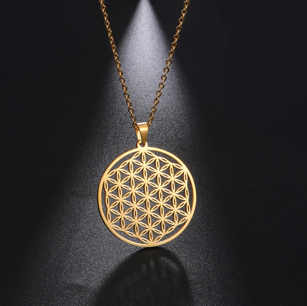 Flower of Life Sacred Geometry Stainless Steel Necklace