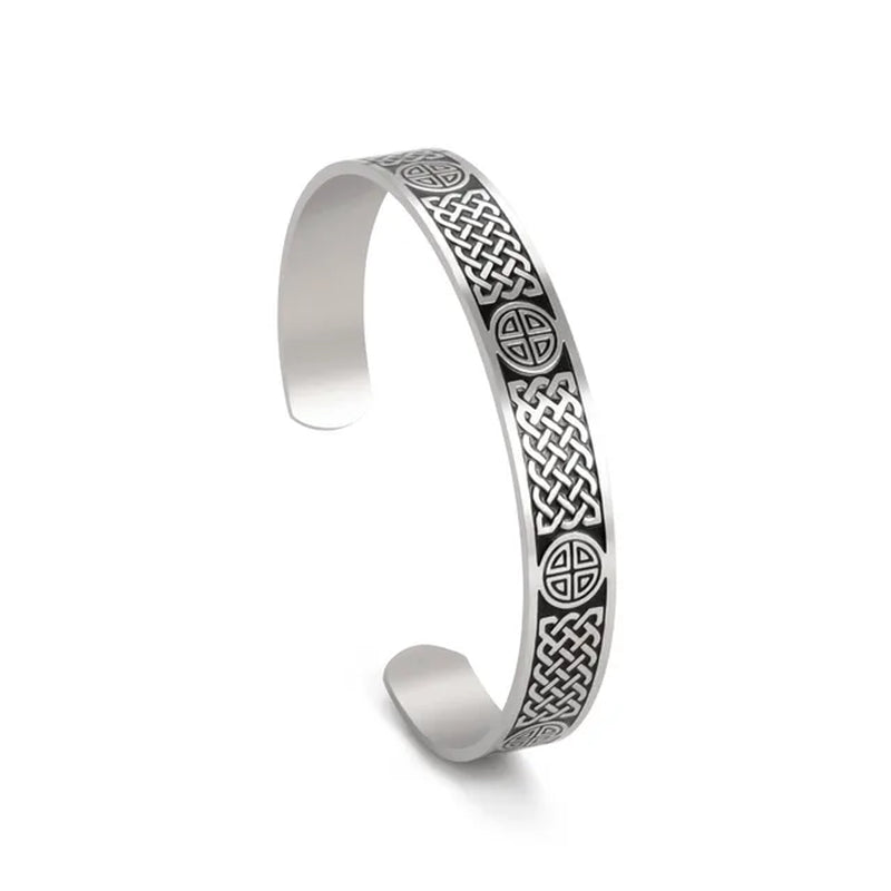 Triquetra Cuff Bangle for Women Men Stainless Steel Bracelet Jewelry Good Luck Protection Celtics Irish Knots 