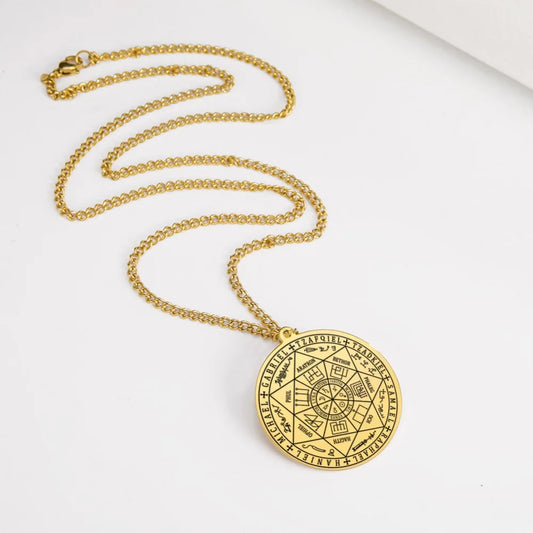 Seal of Solomon Seven Archangel Necklace Men Women Stainless Steel Jewelry 