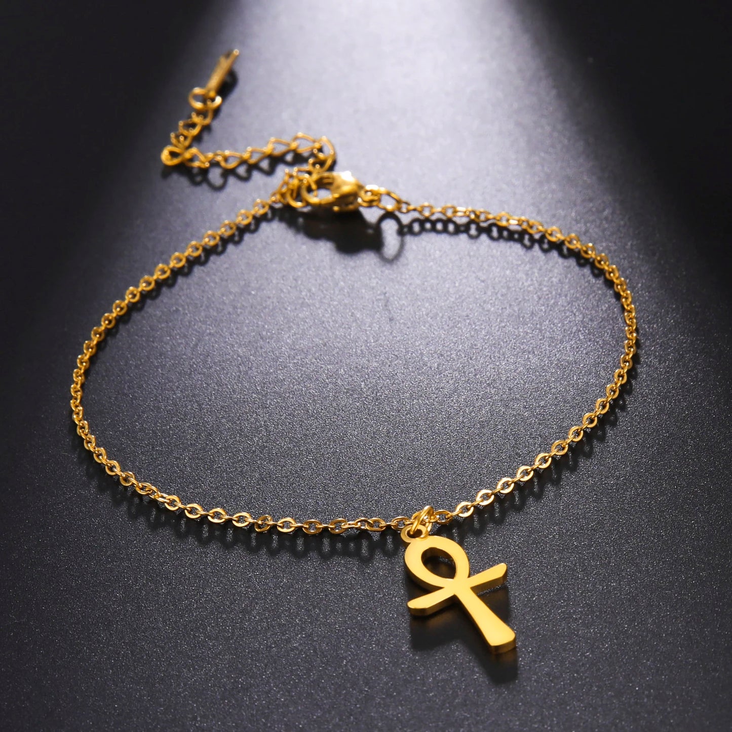 New Egypt Ankh Cross Anklet Stainless Steel Egyptian Pendant Leg Foot Ankle Bracelet Beach Jewelry Gift for Women