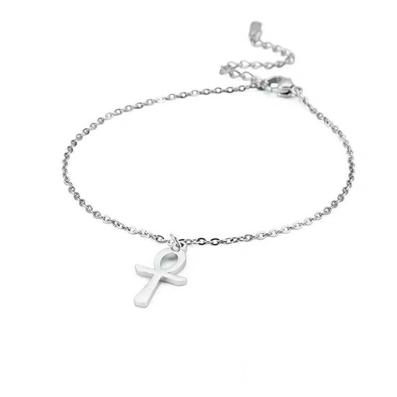 New Egypt Ankh Cross Anklet Stainless Steel Egyptian Pendant Leg Foot Ankle Bracelet Beach Jewelry Gift for Women