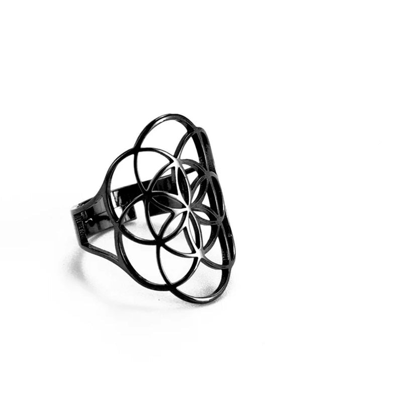 Flower of Life Ring Stainless Steel Jewelry Sacred Geometry Rings 