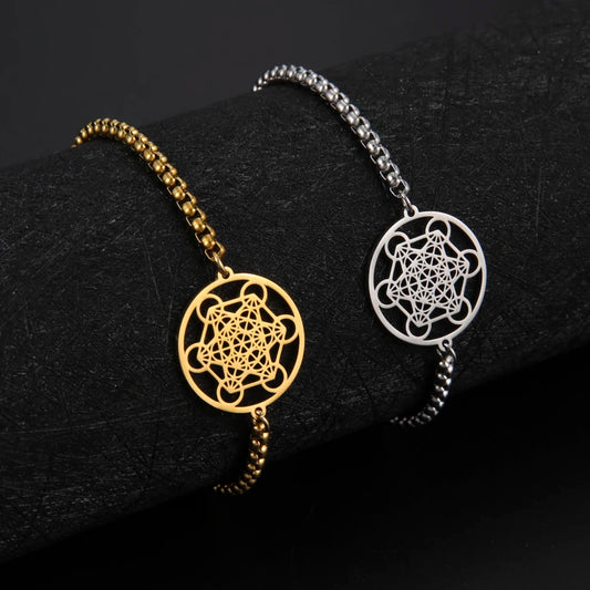 Archangel Metatron Cube Bracelet Sacred Geometry Box Chain Bracelet Stainless Steel Jewelry
