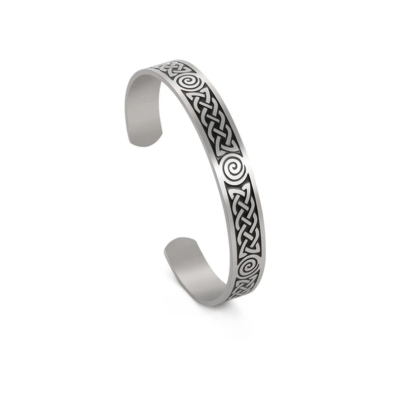 Triquetra Cuff Bangle for Women Men Stainless Steel Bracelet Jewelry Good Luck Protection Celtics Irish Knots 