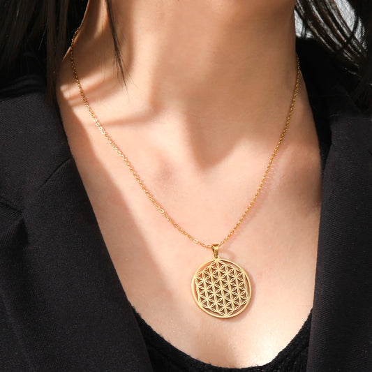 Flower of Life Sacred Geometry Stainless Steel Necklace